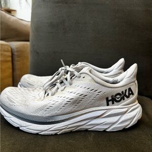 Hoka Clifton 8 White and Gray